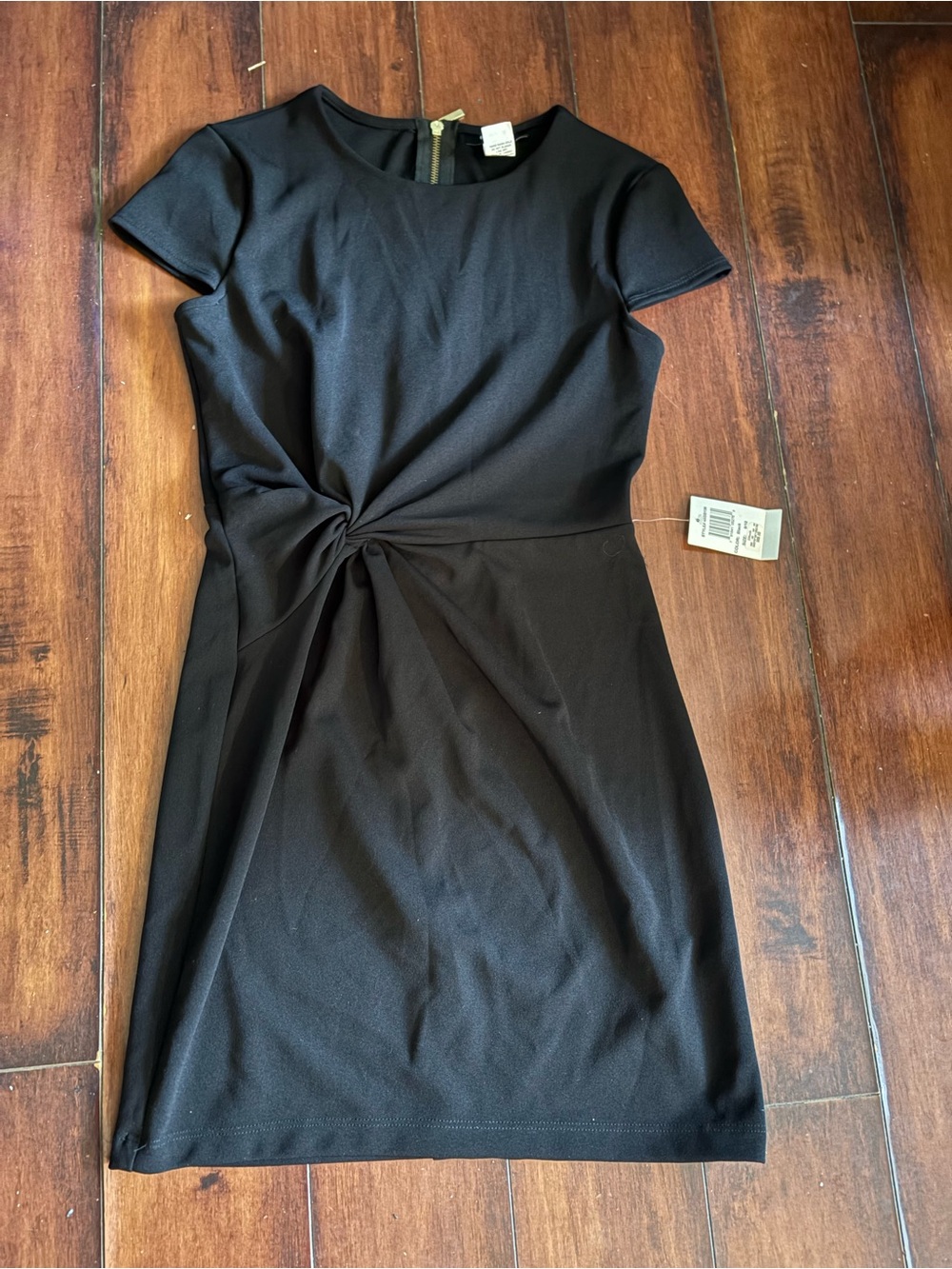 NWT B Darlin Black Short Sleeve Twist-Detail Mini Dress